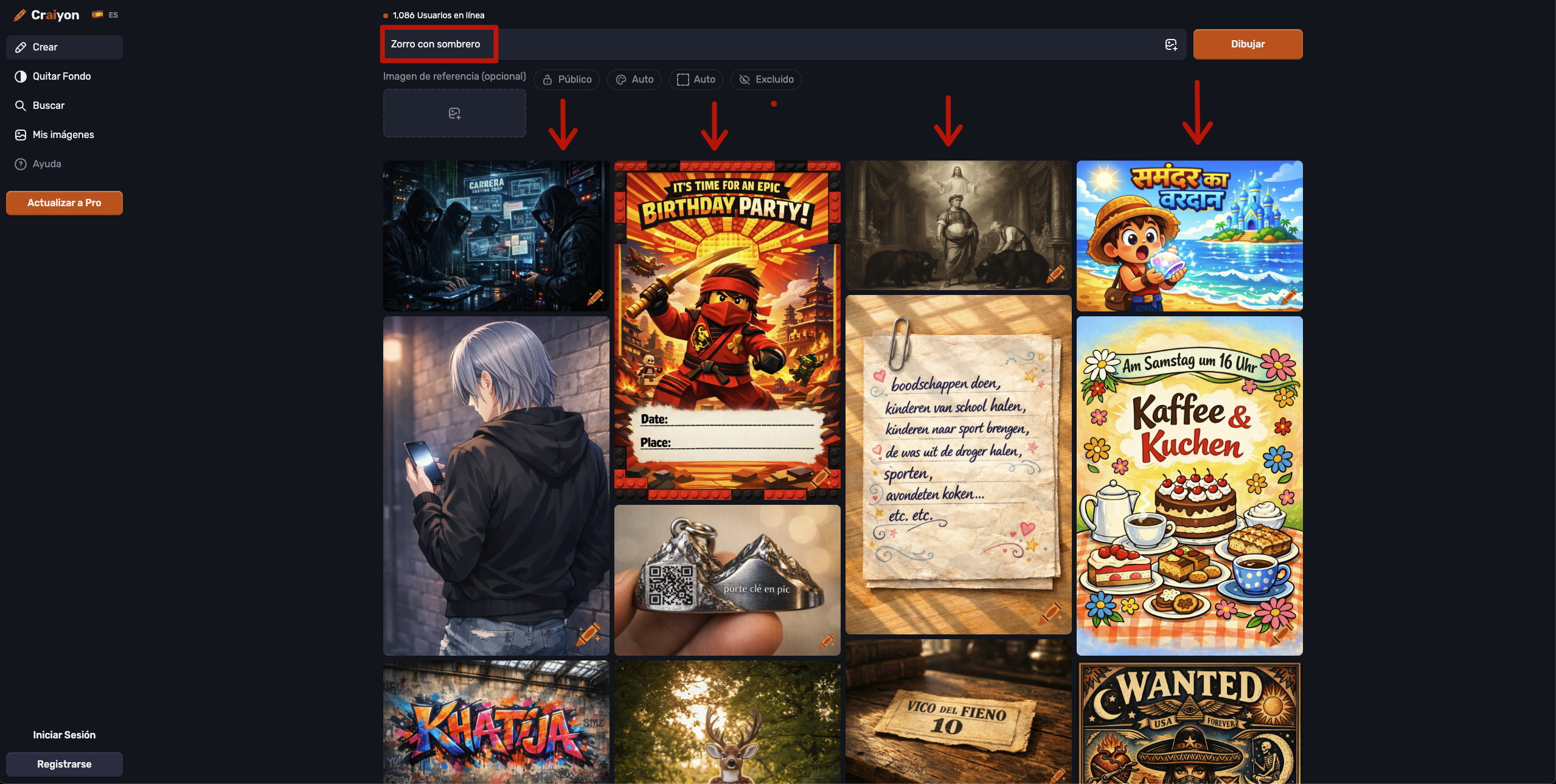 Craiyon generando imágenes desde texto en segundos con interfaz minimalista para principiantes