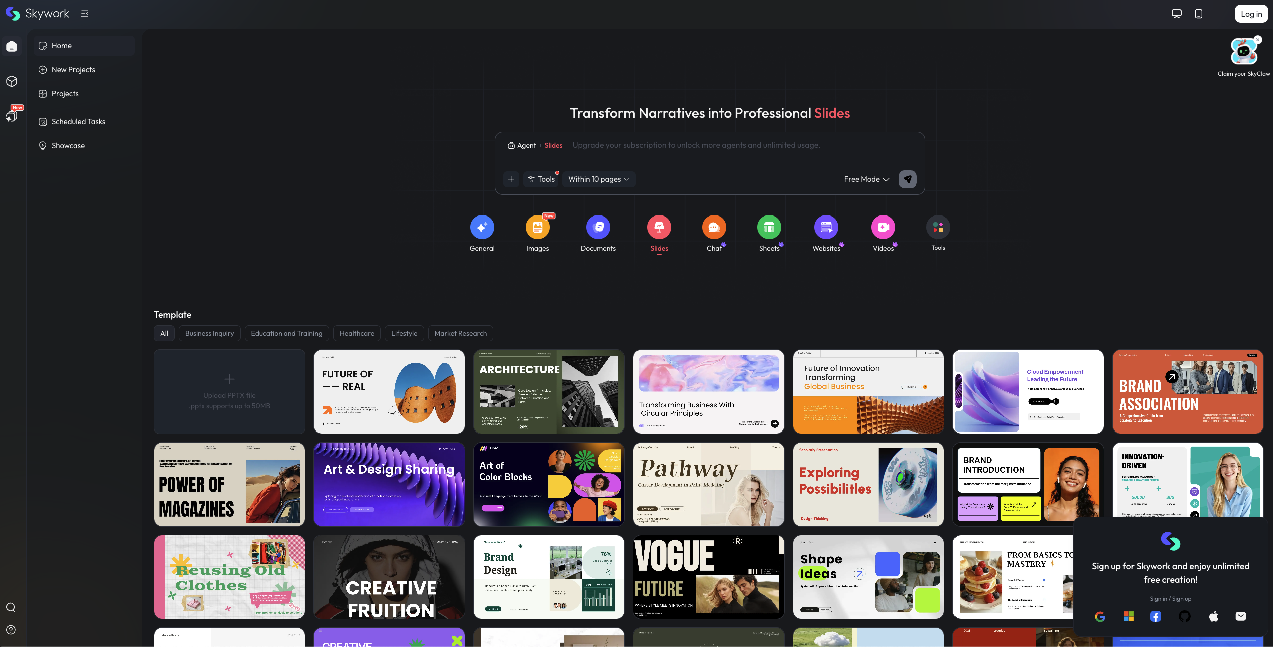Captura de Gamma generando presentación con IA desde texto en español