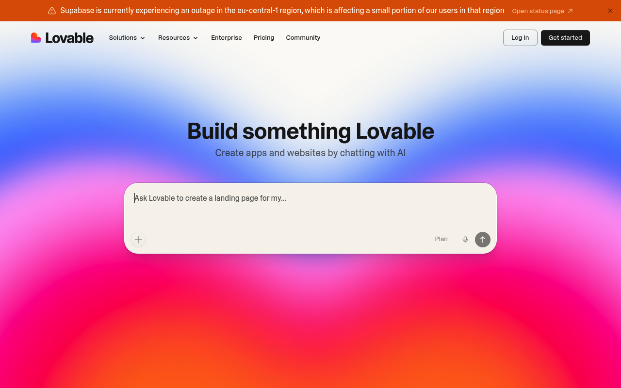 Captura de pantalla de Lovable.dev