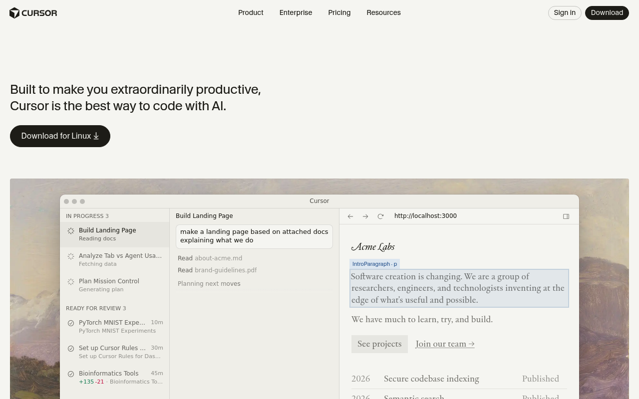 Captura de pantalla de Cursor