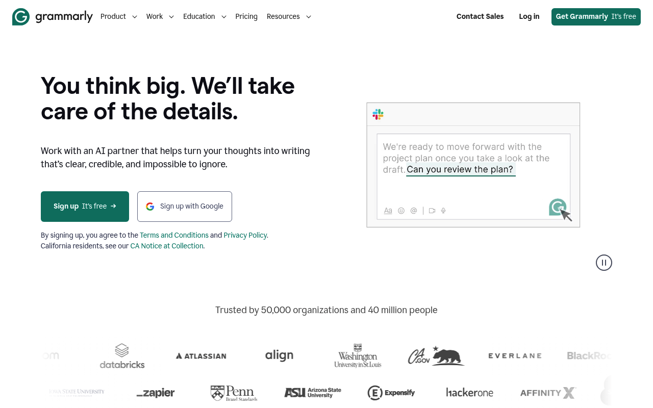 Captura de pantalla de Grammarly
