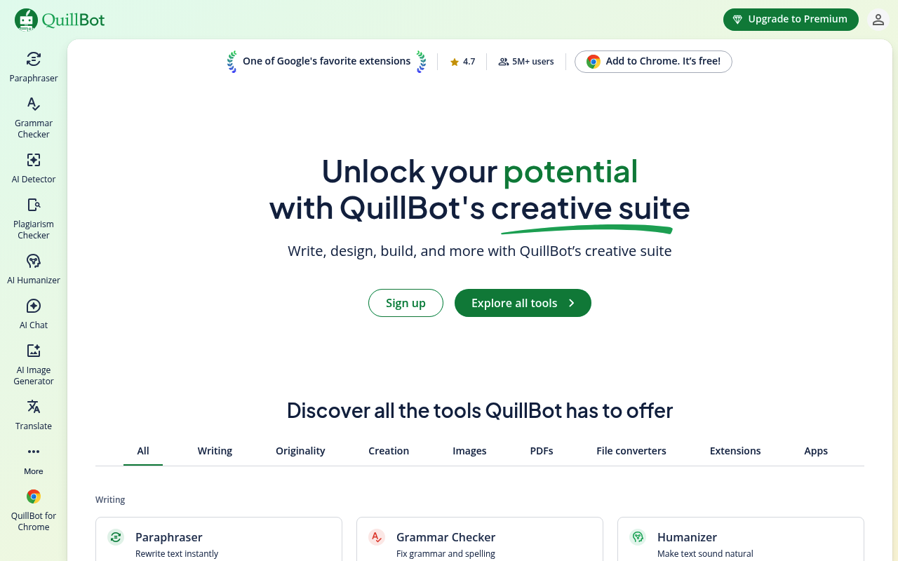 Captura de pantalla de QuillBot