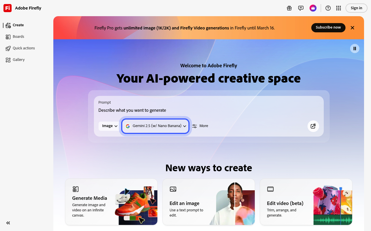 Captura de pantalla de Adobe Firefly