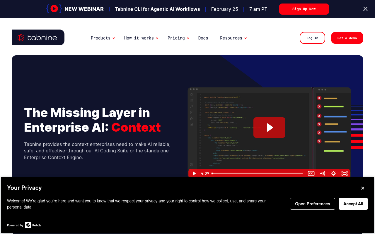 Tabnine — captura de pantalla