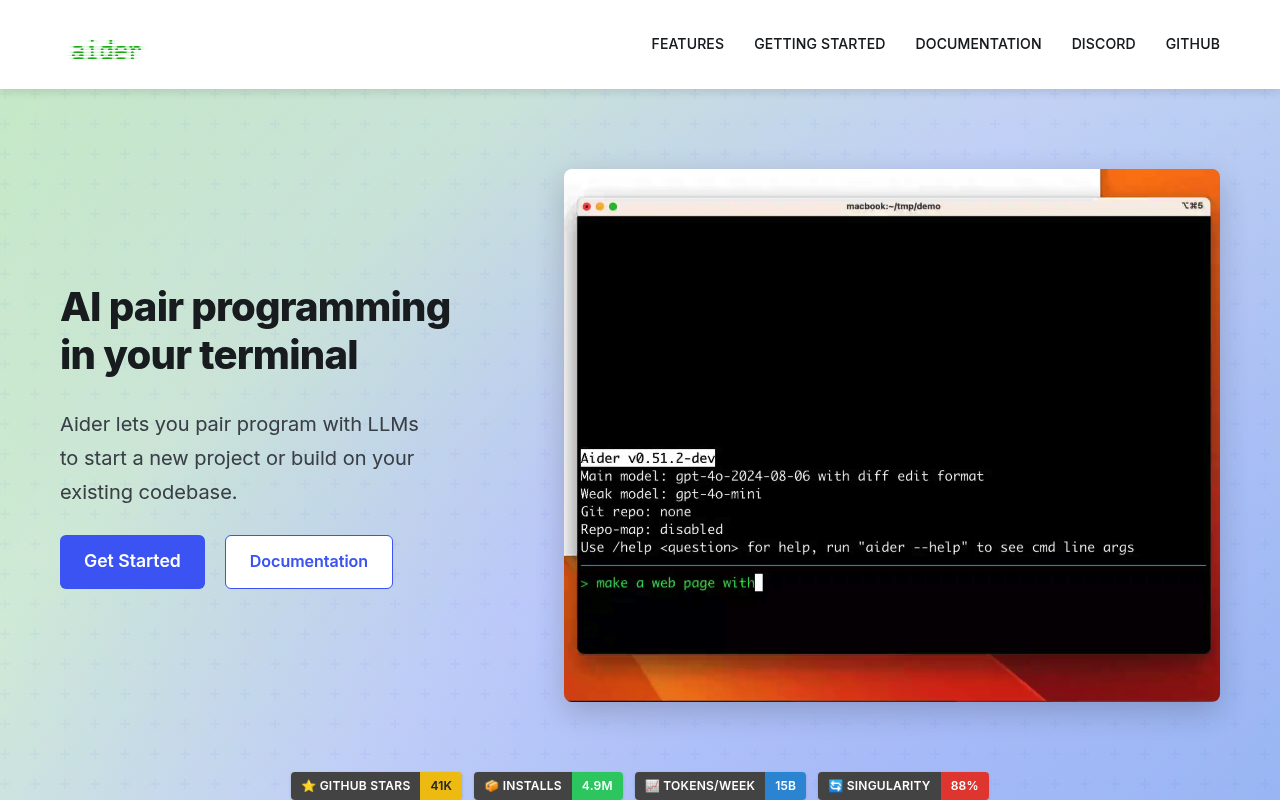 Captura de pantalla de Aider